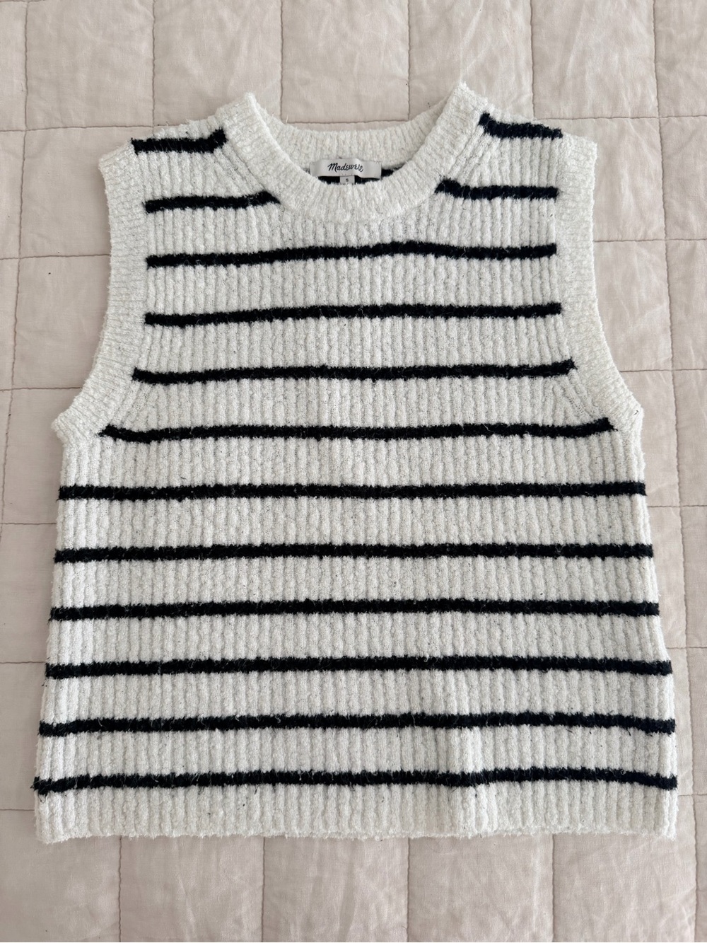Madewell - Size S - White & Navy Striped Sleeveless Knit Top